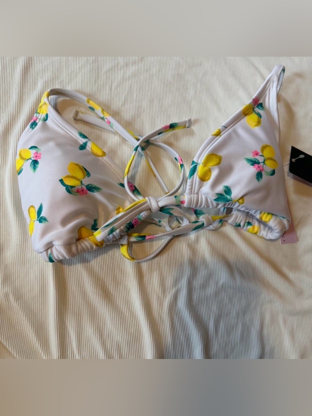 NWT Tie Front Lemon Print Bikini
